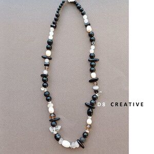 New Men's black onyx with crystal quaryz and mixed gemstone handmade necklace